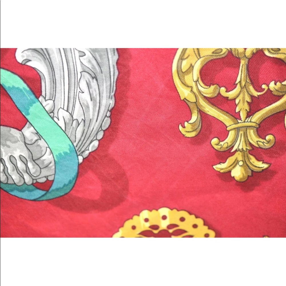 Authentic HERMES Carre 90 Scarf "FERRONNERIE" Silk Red F3516 - Picture 15 of 16